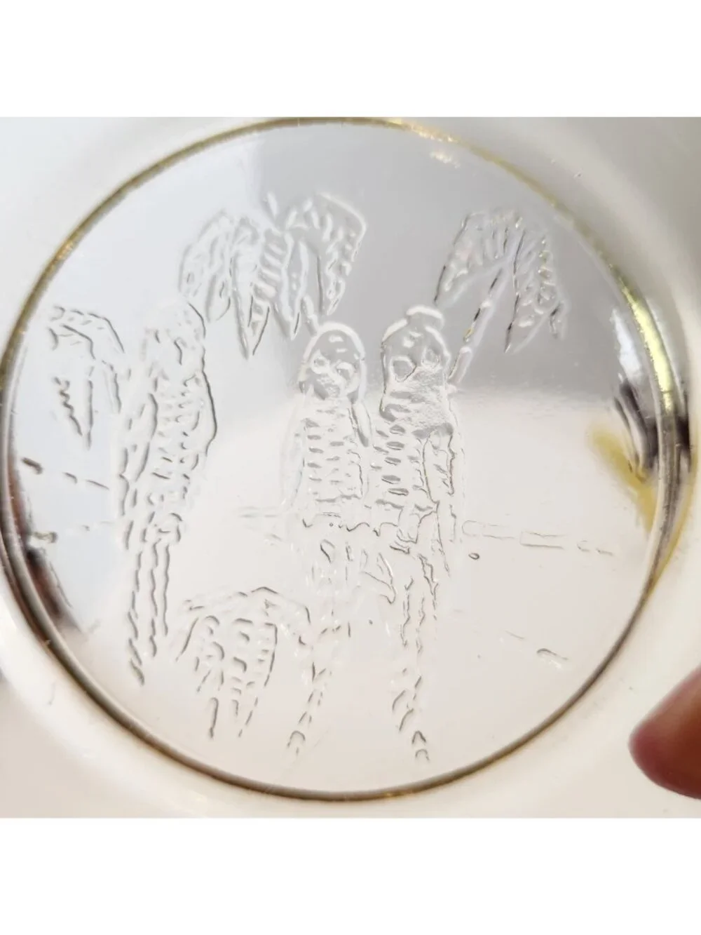 Federal Glass Depression Glass Plate with Sylvan Parrots & Leaves Square Rare